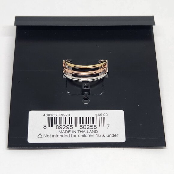 COACH Signature Pave Stackable 3 Ring Set Gold, Rose Gold, Silver - Size 7 NEW - Picture 2 of 5